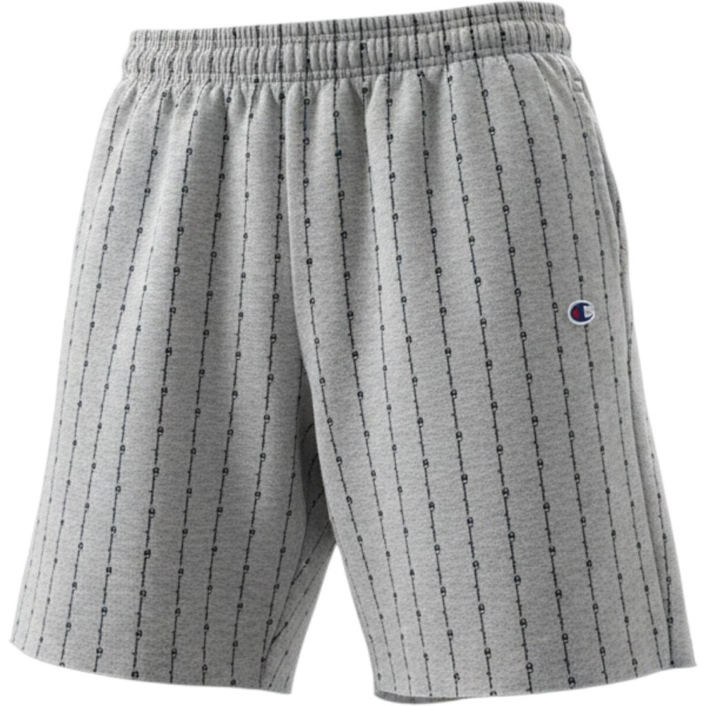 Champion Sweat Shorts Mens XL Gray Logo Pinstripe Raw Hem 90s Style Streetwear